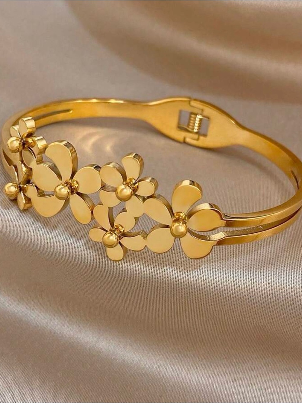 Gold Floral Cuff Bracelet - Picture 5 of 7